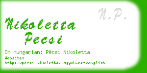 nikoletta pecsi business card