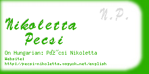 nikoletta pecsi business card